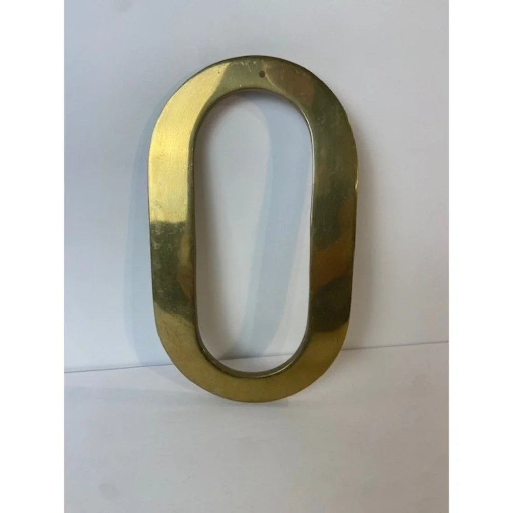 Vintage Solid Brass Letter O Number 0 Wall Hanging Plaque Gold Tone 8.5 Inch